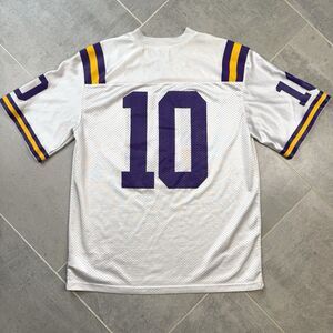 Nike LSU Tigers #10 Youth L 16/18 Football Jersey White Purple Gold
